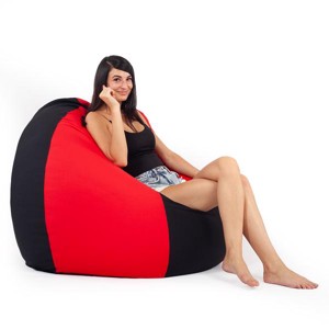 Fekete - Piros Bicolor XXL Babzsákfotel, , , MESKA