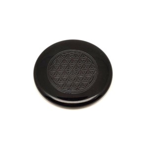Obszidián korong életvirág fekete matricás 5cm, Kellékek & szerszámok, Ásvány alapanyag, , MESKA