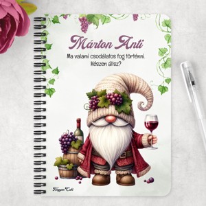 Személyre szabható - A legjobb borász manó mintás A6-os füzet - otthon & életmód - papír, írószer - jegyzetfüzet & napló - Meska.hu