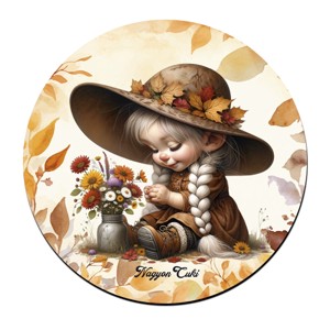 3 db cuki őszi manó lány kör alakú alátét szett (#87) -  - Meska.hu