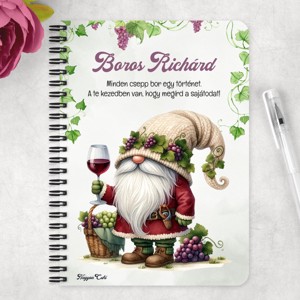 Személyre szabható - A legjobb borász manó koccintsunk mintás A5-ös füzet - otthon & életmód - papír, írószer - jegyzetfüzet & napló - Meska.hu