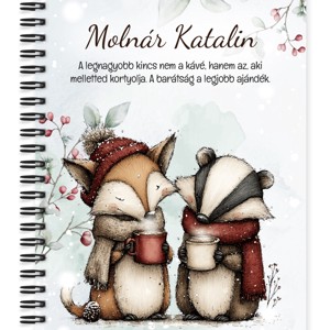 Személyre szabható - Cuki téli róka és borz mintás A6-os füzet, Otthon & Életmód, Papír, írószer, Jegyzetfüzet & Napló, , MESKA