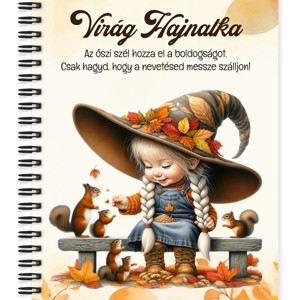 Személyre szabható - Őszi manó lány és a mókusok mintás A6-os füzet, Otthon & Életmód, Papír, írószer, Jegyzetfüzet & Napló, , MESKA