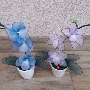 Orchidea harisnyából , Otthon & Lakás, Dekoráció, Asztal és polc dekoráció, Asztaldísz, Mindenmás, MESKA