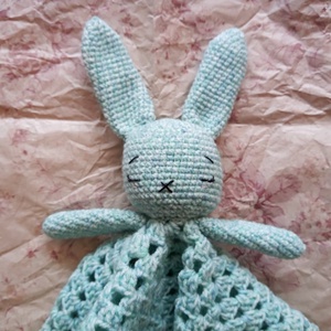 Nyuszis szundikendő - zöldeskék - játék & sport - 3 éves kor alattiaknak - alvóka & rongyi - Meska.hu