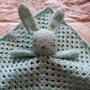 Nyuszis szundikendő - zöldeskék - játék & sport - 3 éves kor alattiaknak - alvóka & rongyi - Meska.hu