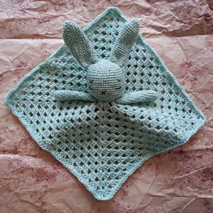 Nyuszis szundikendő - zöldeskék - játék & sport - 3 éves kor alattiaknak - alvóka & rongyi - Meska.hu