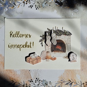 Kézműves karácsonyi képeslapok, Karácsony, Karácsonyi ajándékozás, Karácsonyi képeslap, üdvözlőlap, ajándékkísérő, Papírművészet, MESKA