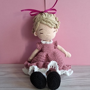 Horgolt szőke baba - levehető ruhával és cipővel - játék & sport - baba & babaház - baba - Meska.hu