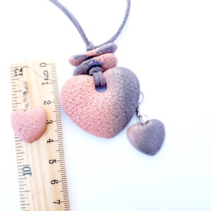 Barack és szürke kőhatású ékszergyurma medál fülbevalókkal - ékszer - ékszerszett - Meska.hu