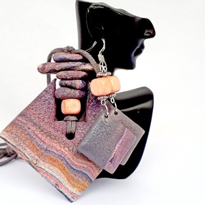 Rusztikus, kőhatású medál fülbevalókkal, ékszergyurma szett - ékszer - ékszerszett - Meska.hu