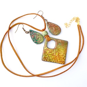 Színátmenetes kollekció, medál fülbevalókkal - ékszer - ékszerszett - Meska.hu