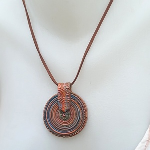 Barna nyaklánc, Rusztikus spirál medál - ékszer - nyaklánc - medálos nyaklánc - Meska.hu