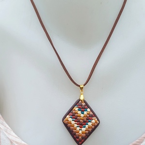 Barna-krém medál, Süthető gyurma ékszer - ékszer - nyaklánc - medálos nyaklánc - Meska.hu