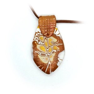 Barna-krém hosszúkás nyaklánc - ékszer - nyaklánc - medálos nyaklánc - Meska.hu