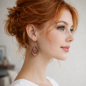 Fémes hatású bronzos fülbevaló - ékszer - fülbevaló - lógó fülbevaló - Meska.hu