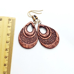 Fémes hatású bronzos fülbevaló - ékszer - fülbevaló - lógó fülbevaló - Meska.hu