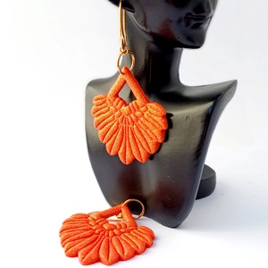 Narancs legyező fülbevaló - ékszer - fülbevaló - lógó fülbevaló - Meska.hu