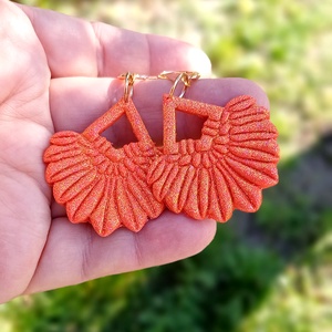 Narancs legyező fülbevaló - ékszer - fülbevaló - lógó fülbevaló - Meska.hu