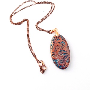 Türkiz-bronz nyaklánc, Ékszer, Nyaklánc, Medálos nyaklánc, Gyurma, MESKA