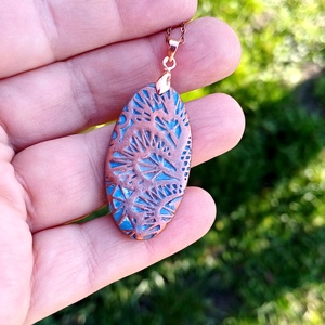 Türkiz-bronz nyaklánc - ékszer - nyaklánc - medálos nyaklánc - Meska.hu