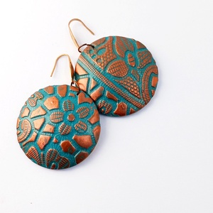 Türkizkék fülbevaló süthető gyurmából , Ékszer, Fülbevaló, Lógó fülbevaló, Ékszerkészítés, Gyurma, MESKA