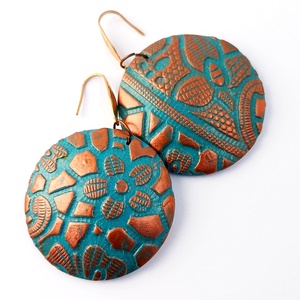 Türkizkék fülbevaló süthető gyurmából  - ékszer - fülbevaló - lógó fülbevaló - Meska.hu