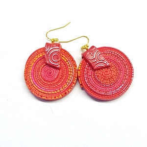 Rusztikus pink-piros fülbevaló3 - Meska.hu