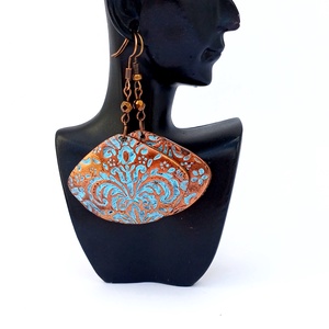 Patinás bronzos fülbevaló - ékszer - fülbevaló - lógó fülbevaló - Meska.hu