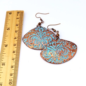 Patinás bronzos fülbevaló - ékszer - fülbevaló - lógó fülbevaló - Meska.hu