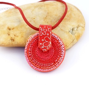 Piros spirál medál - ékszer - nyaklánc - medálos nyaklánc - Meska.hu