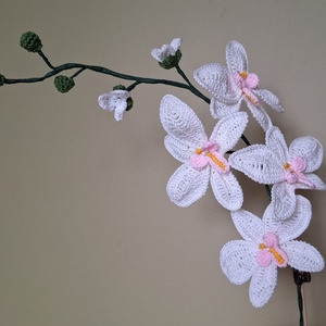 Horgolt orchidea kaspóban - fehér - otthon & életmód - dekoráció - dísztárgy - Meska.hu