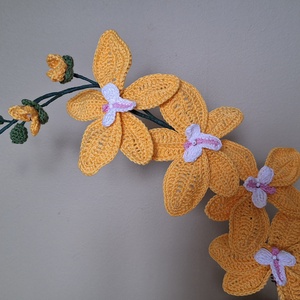 Horgolt orchidea kaspóban - sárga - otthon & életmód - dekoráció - dísztárgy - Meska.hu