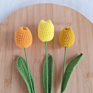 Horgolt sárga tulipán, Otthon & Életmód, Dekoráció, Dísztárgy, Horgolás, MESKA
