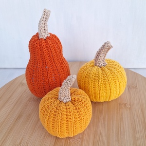 Horgolt tök szett 3 db-os - otthon & életmód - dekoráció - halloween - halloweeni asztaldísz - Meska.hu
