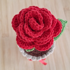 Horgolt cserepes rózsa - otthon & életmód - dekoráció - dísztárgy - Meska.hu