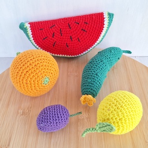 Horgolt zöldség-gyümölcs 5 db / csomag - otthon & életmód - dekoráció - dísztárgy - Meska.hu