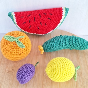 Horgolt zöldség-gyümölcs 5 db / csomag - otthon & életmód - dekoráció - dísztárgy - Meska.hu