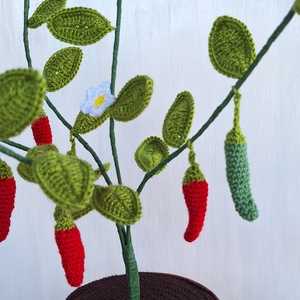 Horgolt cserepes chilipaprika - otthon & életmód - dekoráció - dísztárgy - Meska.hu