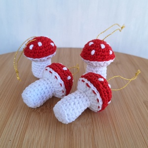 Horgolt gomba karácsonyfadísz  4 db-os szett, Karácsony, Karácsonyi lakásdekoráció, Karácsonyfadíszek, Horgolás, MESKA