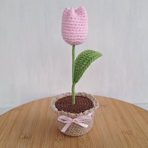 Horgolt cserepes tulipán - Meska.hu