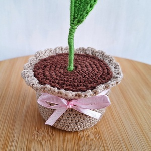 Horgolt cserepes tulipán - otthon & életmód - dekoráció - dísztárgy - Meska.hu