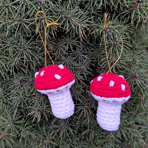 Horgolt gomba karácsonyfadísz  4 db-os szett, Karácsony, Karácsonyi lakásdekoráció, Karácsonyfadíszek, Horgolás, MESKA
