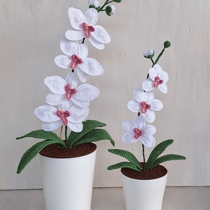 Horgolt fehér orchidea kaspóban - kicsi vagy nagy, Otthon & Életmód, Dekoráció, Dísztárgy, Horgolás, MESKA