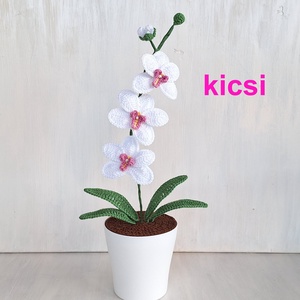 Horgolt fehér orchidea kaspóban - kicsi vagy nagy - otthon & életmód - dekoráció - Meska.hu