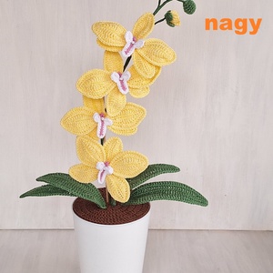 Horgolt orchidea kaspóban - sárga - otthon & életmód - dekoráció - dísztárgy - Meska.hu