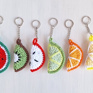Horgolt gyümölcs szelet kulcstartó - táska & tok - kulcstartó & táskadísz - kulcstartó - Meska.hu