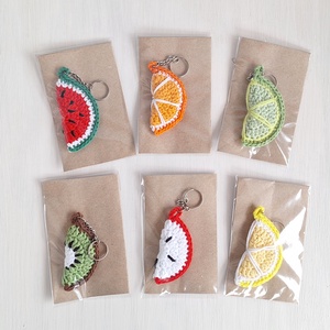 Horgolt gyümölcs szelet kulcstartó - táska & tok - kulcstartó & táskadísz - kulcstartó - Meska.hu