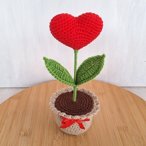 Horgolt szív cserépben - otthon & életmód - dekoráció - Meska.hu