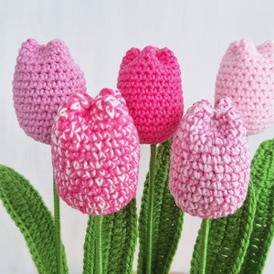 Horgolt tulipános asztali dísz- rózsaszín - otthon & életmód - dekoráció - dísztárgy - Meska.hu
